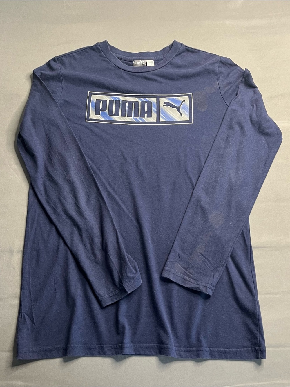 Puma Kids Long Sleeve Logo Tee - Navy Blue